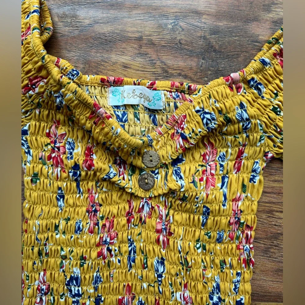 Kebeya Yellow Floral Dress Women Small/Medium - Picture 4 of 5